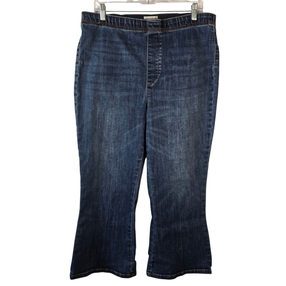 Pilcro Anthropologie Flare Cropped Jeans Women's  Denim Mid Rise Pull On Size XL